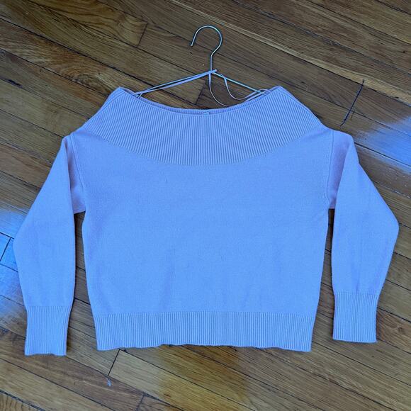 Anthropologie MOTH Off the Shoulder Boat Neck Light Pink Sweater Size XS - Picture 4 of 16